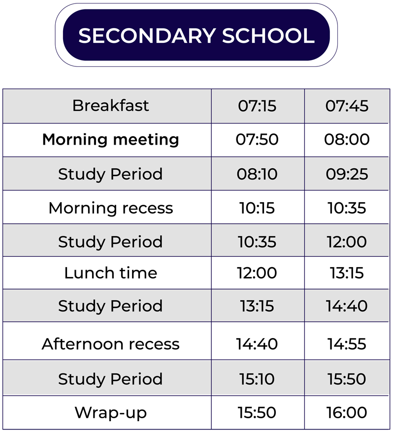 secondary school schedule
