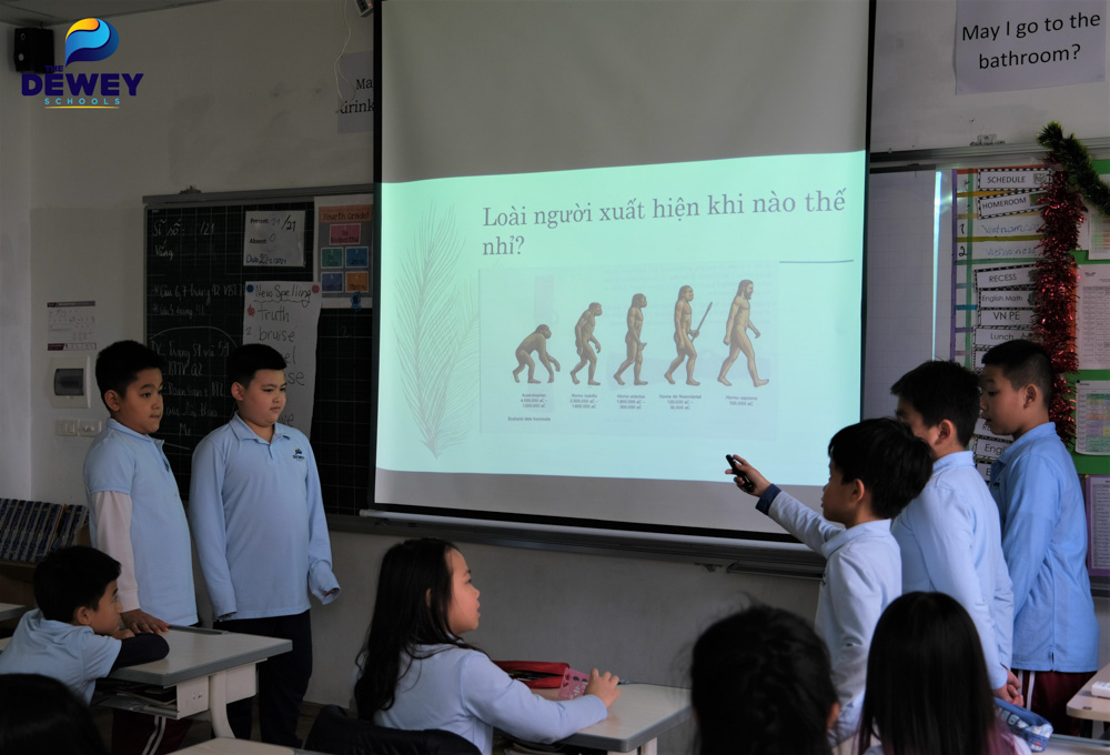 Các bạn học sinh tự thiết kế Slide thuyết trình với hình ảnh mô tả sinh động.
