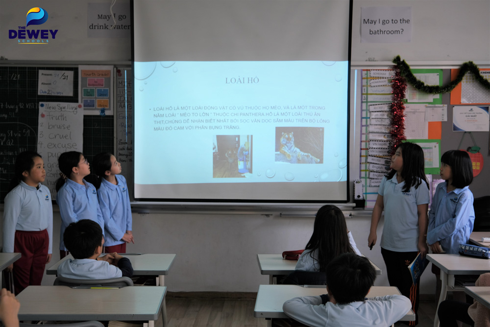 Students presented about tigers