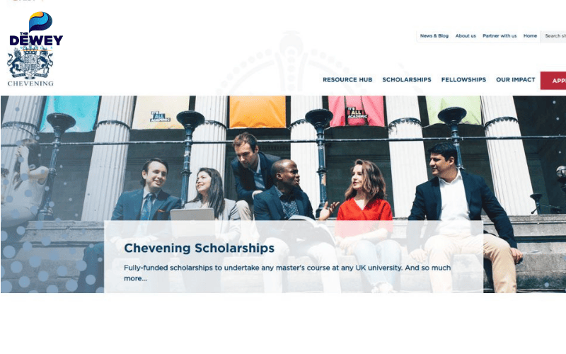 Giao diện trang Chevening Scholarships hướng dẫn sinh viên quốc tế cách nộp hồ sơ học bổng