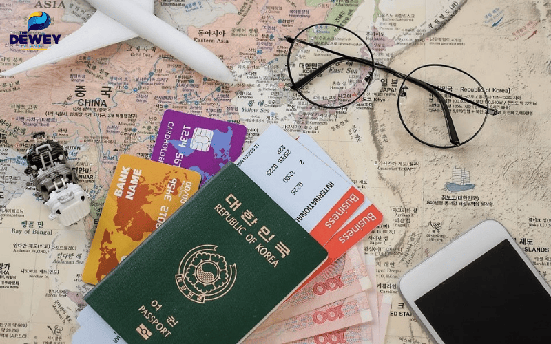 Sinh viên kiểm tra hộ chiếu và visa trước chuyến bay sang Hàn Quốc du học